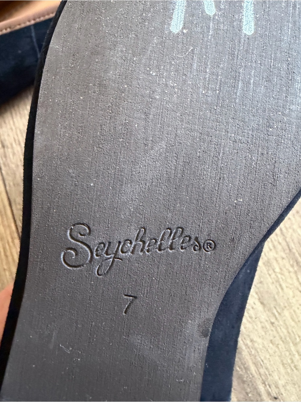 Seychelles Black Suede Square-Toe Ballet Flats with Tan Trim - Size 7 - Picture 10 of 10